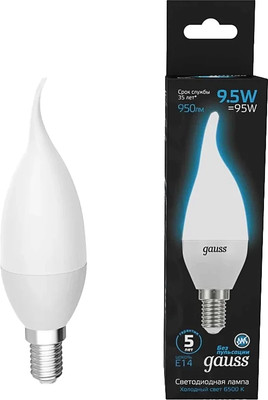 Лампа Gauss Свеча на ветру 9.5W 950lm 6500K E14 LED / 104101310 -