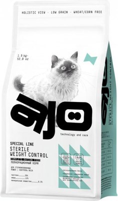 Сухой корм для кошек AJO Cat Sterile Weight Control для стерилизованных контроль веса (1.5кг) - 