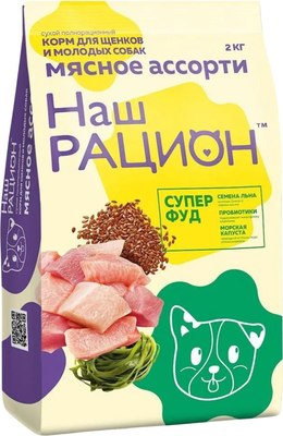 

Сухой корм для собак, Для щенков и молодых собак Мясное ассорти