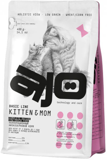 Сухой корм для кошек AJO Cat Kitten & Mom для котят, беременных и кормящих кошек (0.4кг) — фото 1