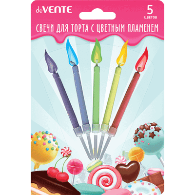 Набор свечей для торта deVente Color Flame / 9060800 (5шт) -
