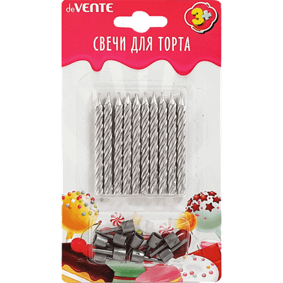 Набор свечей для торта deVente Silver / 9060914 (10шт) -