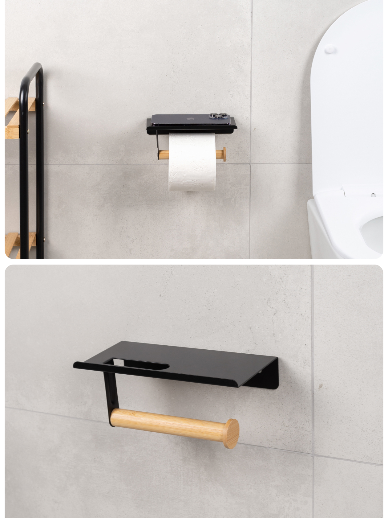 Держатель для туалетной бумаги FORA Axe FOR-AXE015BB (черный/бамбук) — фото 2