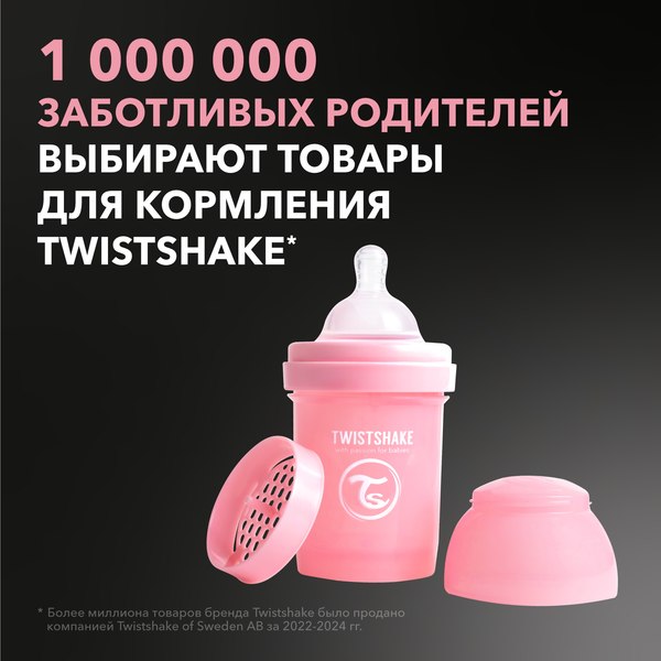 Бутылочка для кормления Twistshake Антиколиковая 79086 (125мл, пастельный розовый)