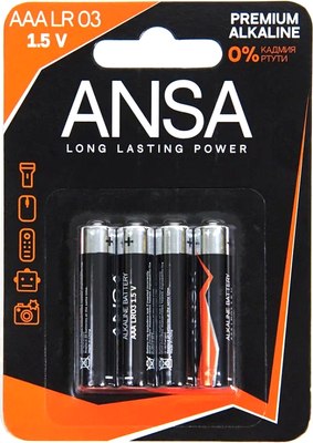 Комплект батареек ANSA 1.5 V LR03/BL-4 (AAA) (4шт) - 