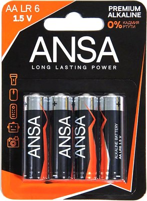 Комплект батареек ANSA 1.5 V LR6/BL-4 (AA) (4шт) - 