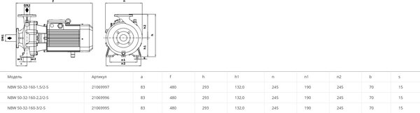 Центробежный насос Wellmix NBW 50-32-160-3.0/2-380-S-BQQE / 21069995