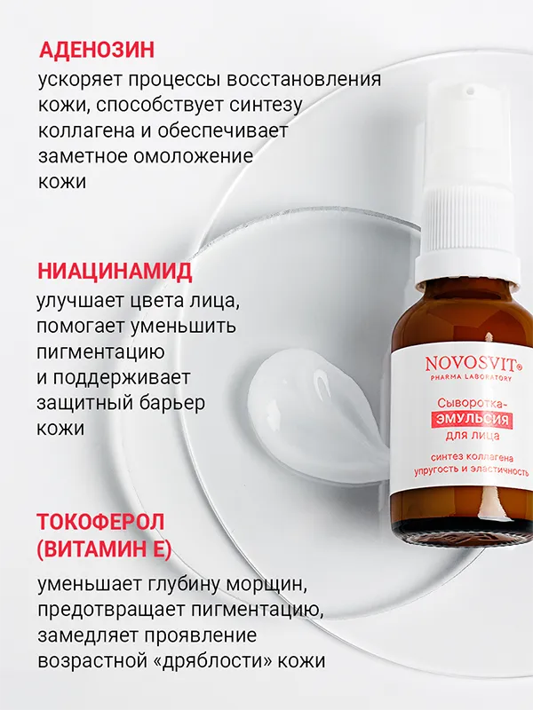 Сыворотка для лица Novosvit Коллаген эмульсия (25мл) — фото 3