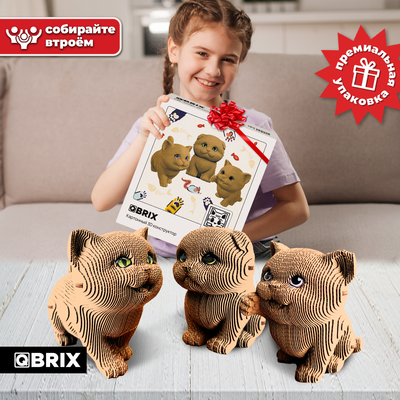 Конструктор QBRIX Три котика 3D. С глазками 20087