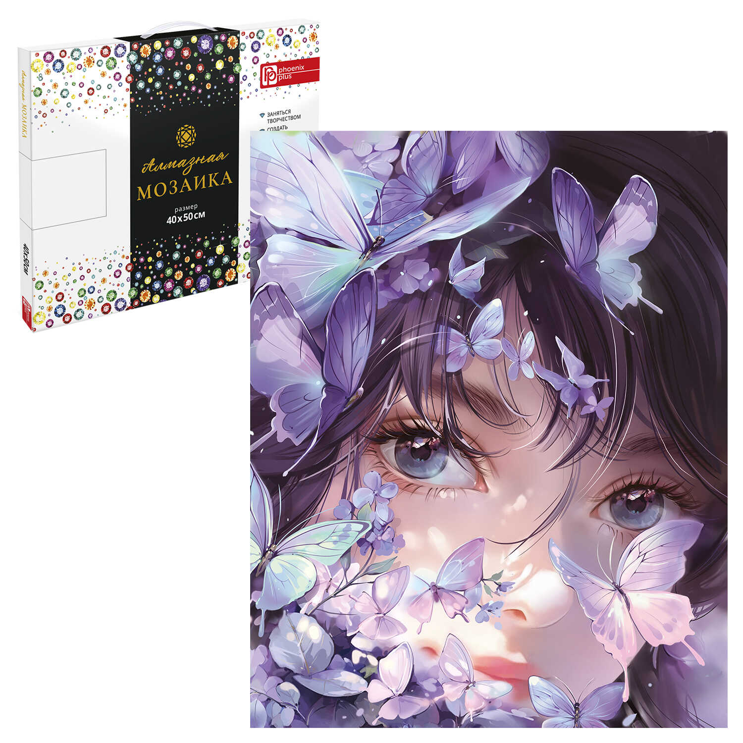 Набор алмазной вышивки Феникс+ Девушка с бабочками / 68647 — фото 3