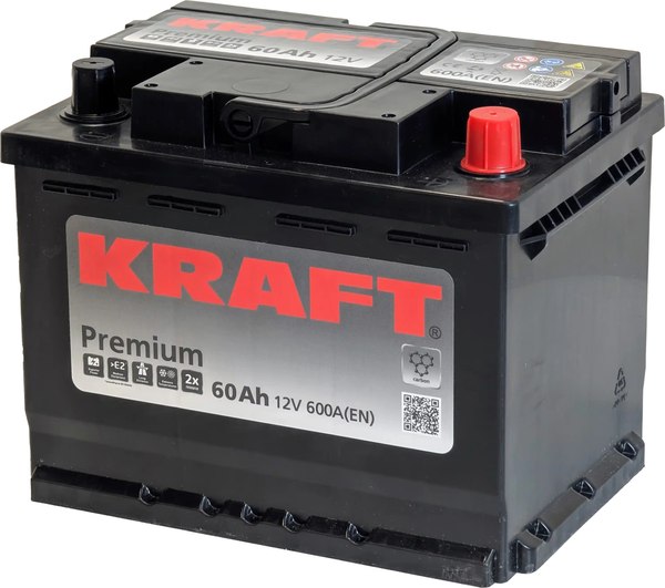 Автомобильный аккумулятор KrafT Premium 60 R 600A / 55573
