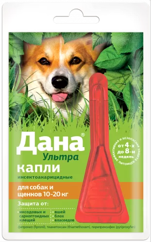 Капли от блох Apicenna Дана Ультра для собак и щенков 10-20кг (1.6мл)