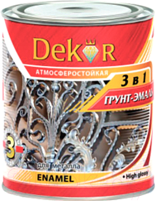 

Грунт-эмаль Dekor, Черный, 3 в 1 алкидная