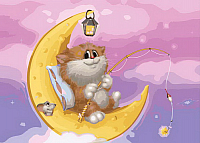 Картина по номерам БЕЛОСНЕЖКА Котик на Луне / 746-AS - 