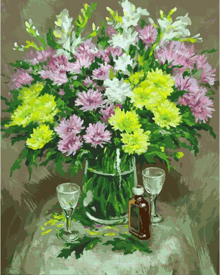 Изображение товара Картина по номерам БЕЛОСНЕЖКА Осенние хризантемы / 067-АВ