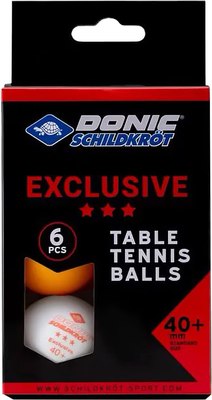 Набор мячей для настольного тенниса Donic Schildkrot Exclusive 3* 40+ / 608533E (6шт, белый/оранжевый) - 
