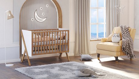 Детская кроватка Polini Kids Porto 1300 / 0002571.174 (белый/дуб крафт золотистый)
