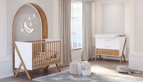 Детская кроватка Polini Kids Porto 1300 / 0002571.174 (белый/дуб крафт золотистый)