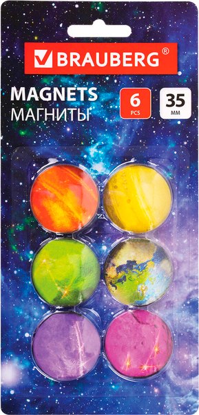 Набор магнитов Brauberg Glass. 3D-Планеты / 272517 (6шт)