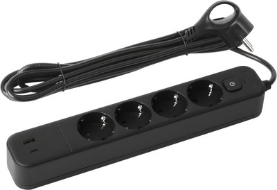 Сетевой фильтр ЭРА USF-4es-1.5m-2xUSBAC-B / Б0059572 - 