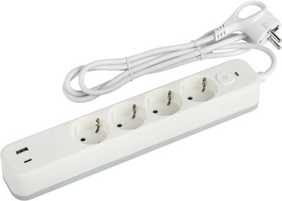 Сетевой фильтр ЭРА USF-4es-1.5m-2xUSBAC-W / Б0059571 - 