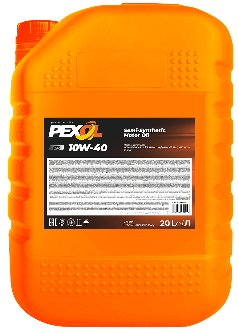 Моторное масло Pexol P3 10W40 A3/B3 SL/CF / 10W40PX074 (20л)