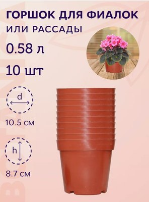 Набор горшков для рассады BOTANICA 10.5x8.7см (10шт, терракот)