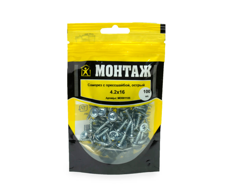 Саморез Монтаж С прессшайбой 4.2x16 / MD001105 (100шт)