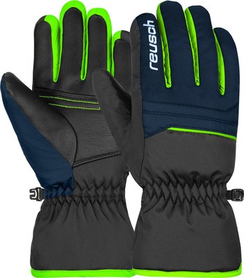 Перчатки лыжные Reusch Alan Junior / 6461115-7712 (р.5, Black/Dress Blue/Neon Green)