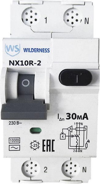 Дифференциальный автомат Wilderness NX10R 1P+N C6 30mA тип AC 10kA (R) / NX10R-2-006C-030AC