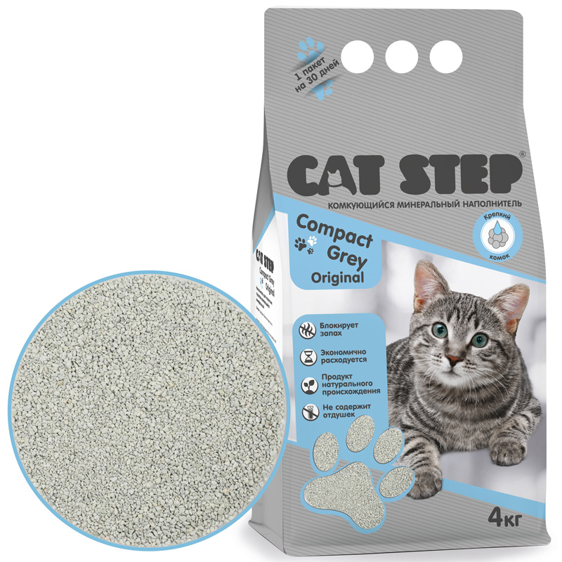 Наполнитель для туалета Cat Step Compact Grey Original / 20313045 (4кг) — фото 3
