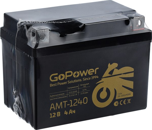 Мотоаккумулятор GoPower 12V 4Ah / 00-00029096
