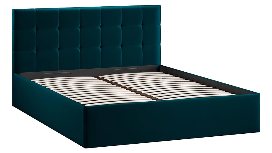 Двуспальная кровать ТриЯ Джоли Универсальная с ПМ Тип 1 и заглушиной 160x200 (велюр Confetti Izumrud) — фото 2