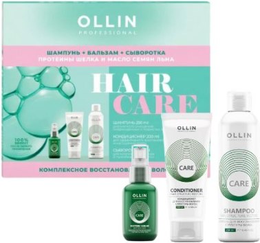 Набор косметики для волос Ollin Professional Комплексное восстановл Шамп 250мл+Кондиц 200мл+Сывор 50мл