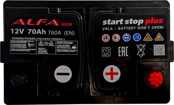 Автомобильный аккумулятор ALFA battery AGM R+ 760A / AGM-L3 (70 А/ч)