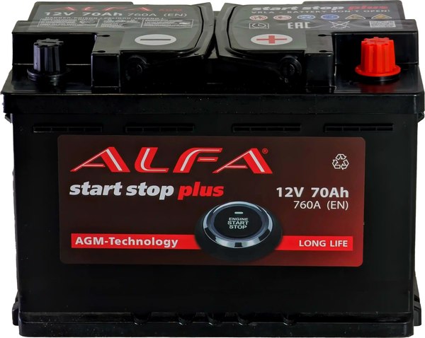 Автомобильный аккумулятор ALFA battery AGM R+ 760A / AGM-L3 (70 А/ч)