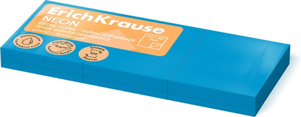 Стикеры канцелярские Erich Krause Neon / 61709 (голубой)