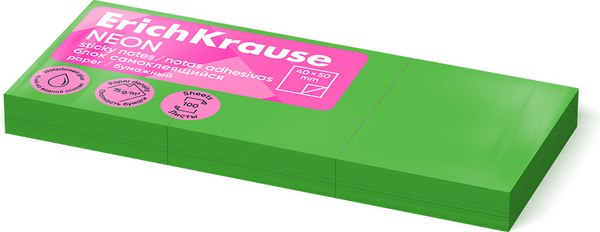 Стикеры канцелярские Erich Krause Neon / 61710 (зеленый)