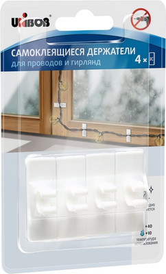 Набор креплений для гирлянды Unibob 49001 (4шт, белый) - 