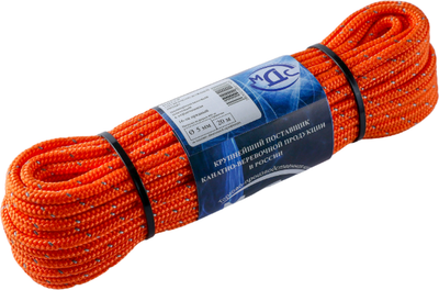 Шнур хозяйственный МДС 5мм 16пр / PU-156422 (20м, со светоотражающей нитью) - 