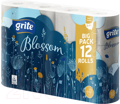Туалетная бумага Grite Blossom трехслойная (12рул)