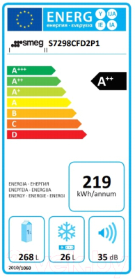 Встраиваемый холодильник Smeg S7298CFD2P1