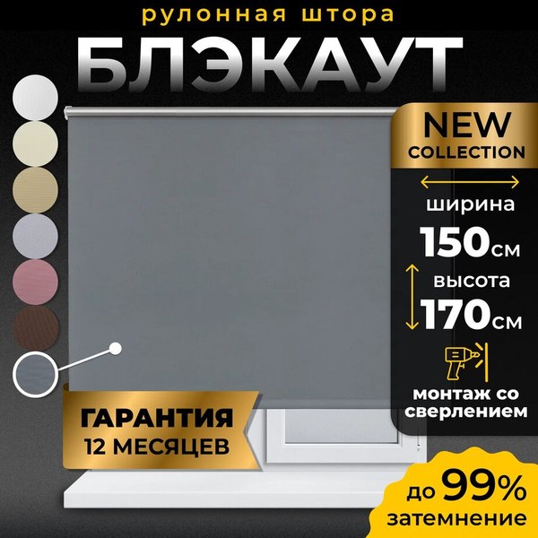 Рулонная штора Lm Decor LM 68-10 150x170 (темно-серый)