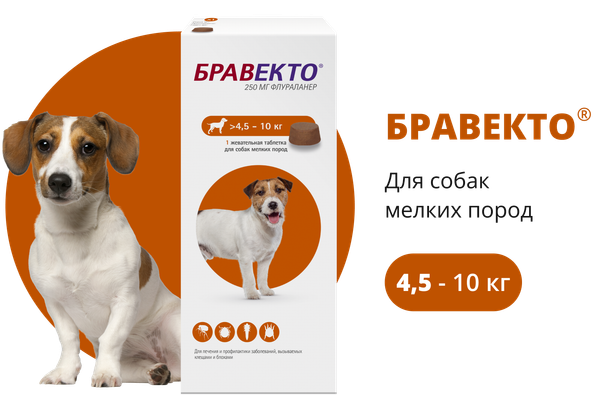 Таблетка от блох Бравекто Для собак от 4.5 до 10кг