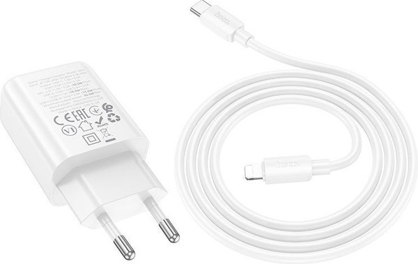 Зарядное устройство сетевое Hoco N63 с кабелем Lightning-Type-C (белый)
