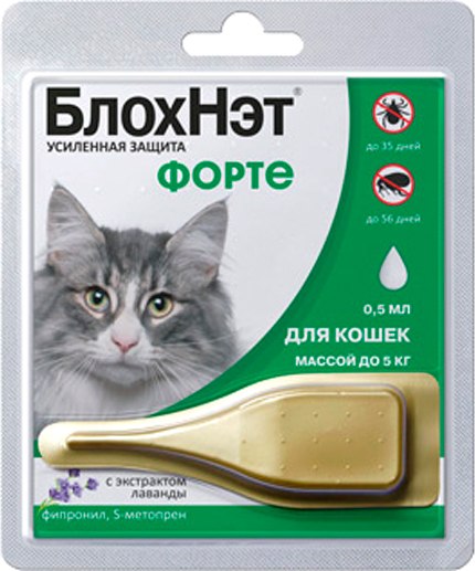 Капли от паразитов БлохНэт Форте для кошек до 5кг (0.5мл)