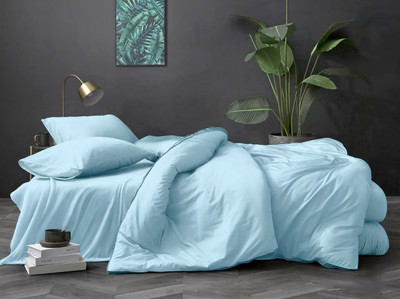Простыня Бояртекс Поплин на резинке 90x200x35 (голубой) - 