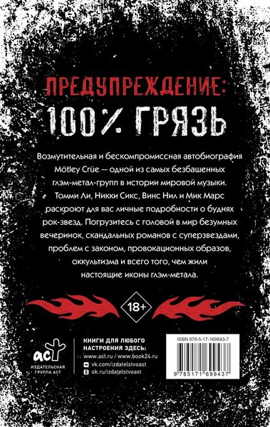 Книга АСТ Motley Crue. Грязь, твердая обложка (Ли Томми и др.)