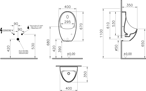 Писсуар VitrA Arkitekt 5999B003-5556