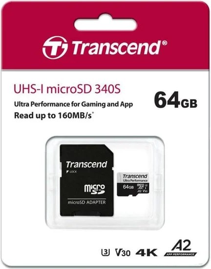 Карта памяти Transcend MicroSD UHS-I U3 A2 64GB (TS64GUSD340S)